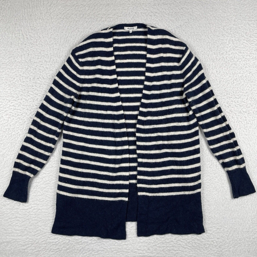 Madewell Sweater Womens Small Blue Wool Alpaca Cozy Walker Stripe Cardigan Work